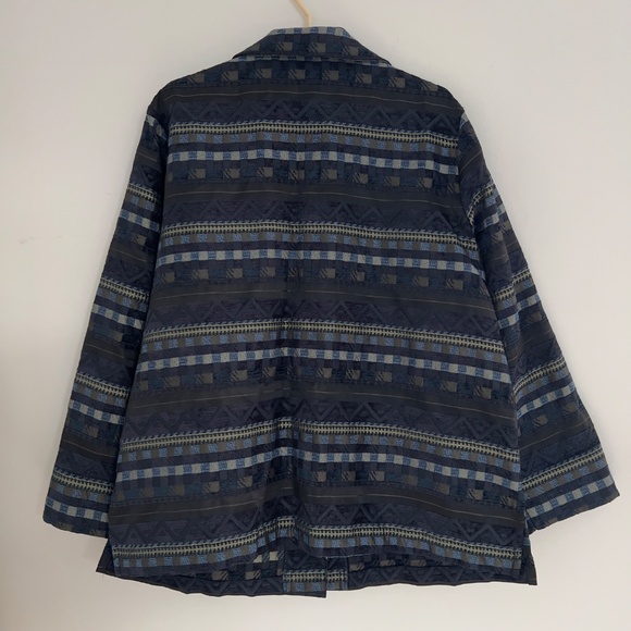 Vintage 90s Sag Harbor All Over Block Wave Quilted Embroidery Jacket size 16 - Picture 2 of 8